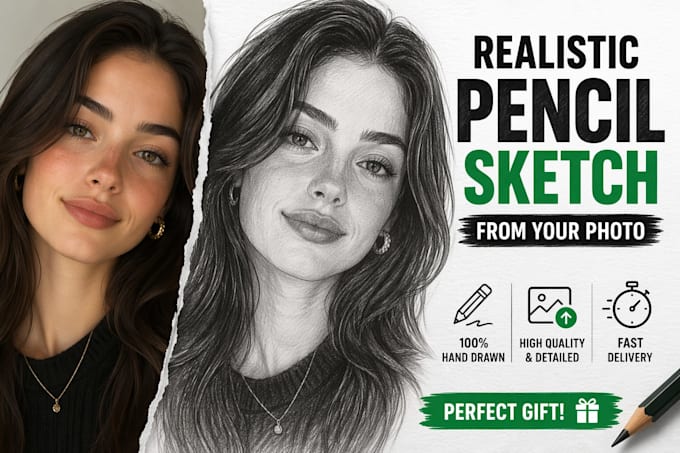 Draw a realistic pencil sketch portrait from your photo in 24 hours by ...
