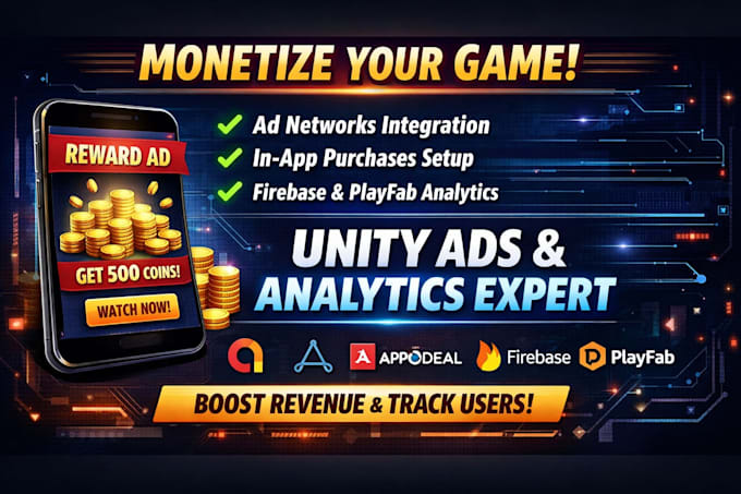 professionally integrate admob, firebase, iap in unity game