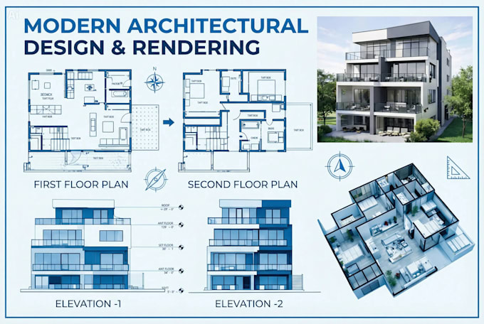 Draft autocad 2d architectural floor plan drawing, elevation by Ayeza ...
