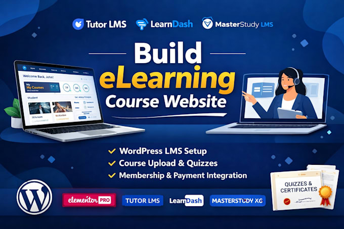 build elearning course website using tutor lms, learndash, masterstudy wordpress