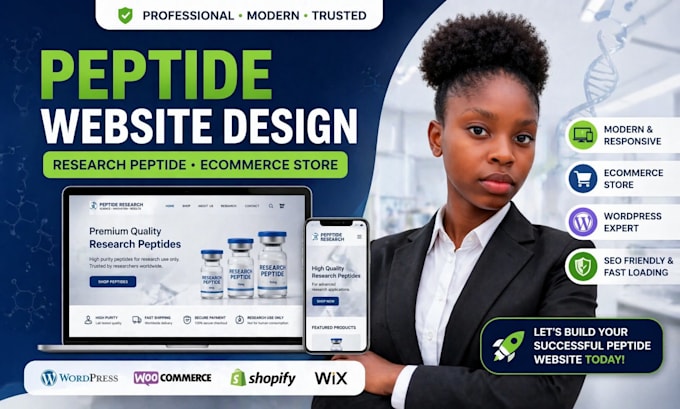 peptide website design research peptide, peptide website in shopify or wordpress