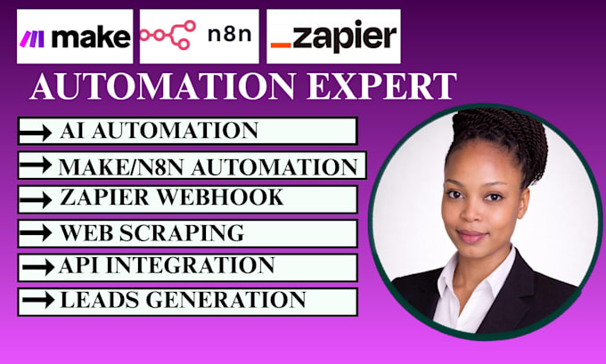 setup, fix make com automation, zapier webhook, n8n api with vapi ai voice agent