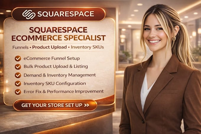 squarespace ecommerce funnel product upload, listing demand, inventory sko setup