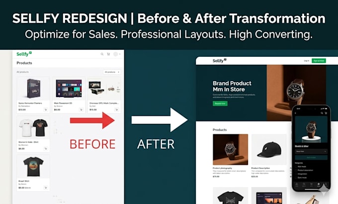 sellfy website design and redesign shopify website development