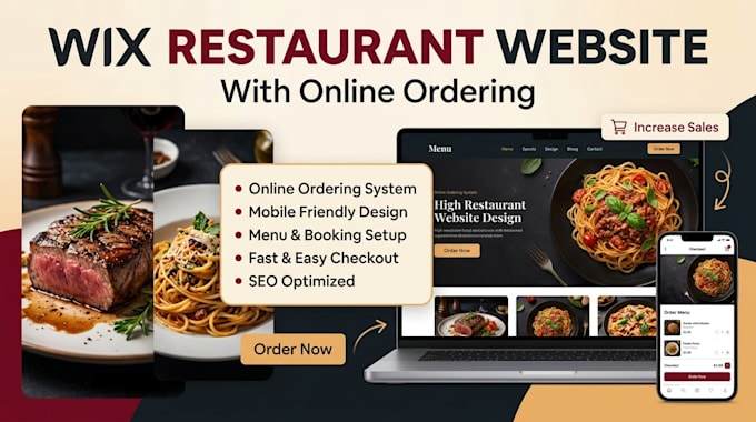create or redesign wix restaurant website with online ordering
