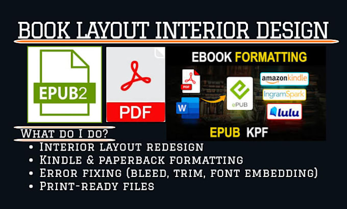 design interior book layout formatting kindle ebook paperback manuscript design