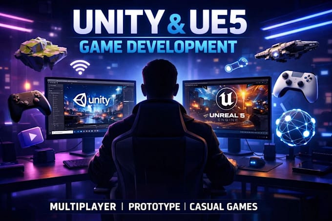do unity 3d game development multiplayer casual game unreal engine ue5 prototype