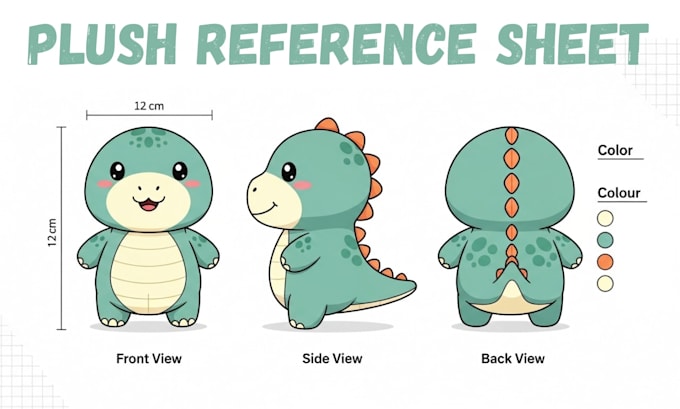 create cute custom plushie reference sheet stuffed animal character ycg concept