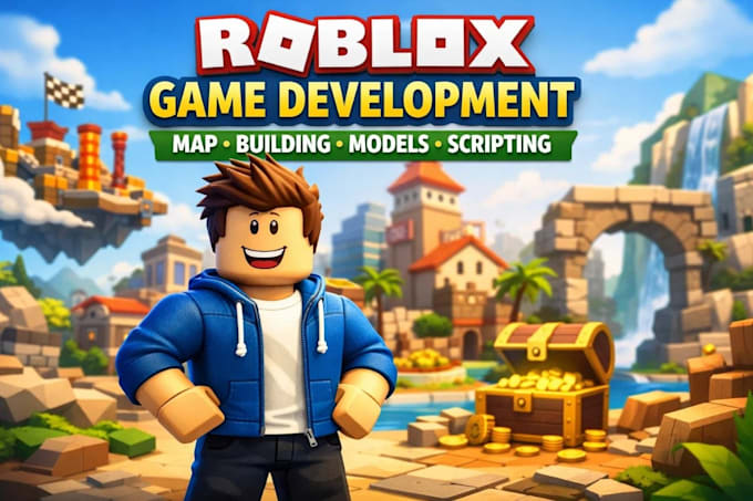build roblox game with roblox map, building, model and script in roblox studio