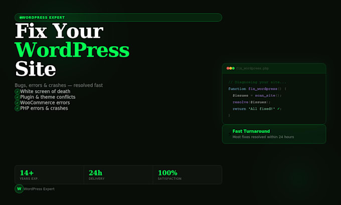 fix your wordpress white screen, plugin conflicts and PHP errors fast