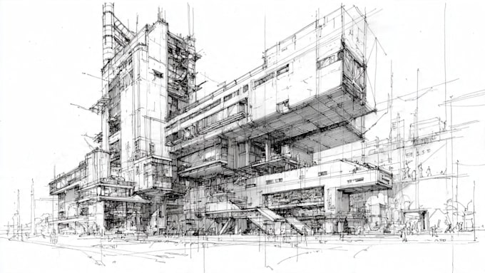draw an architectural or interior sketch