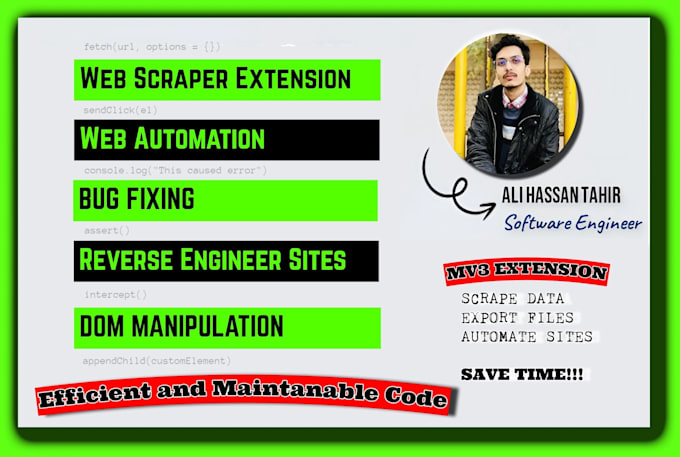 develop chrome extension for scripting web scraping and website automation