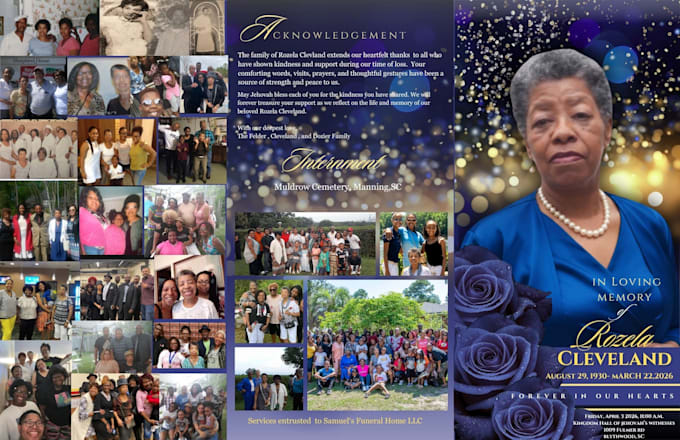 create a print ready modern obituary design