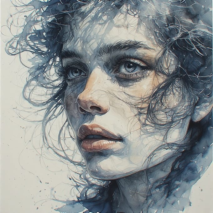paint weird, abstract watercolor portrait