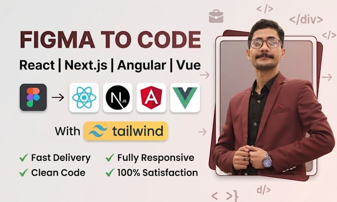 turn your figma design into react nextjs angular or vue with tailwind