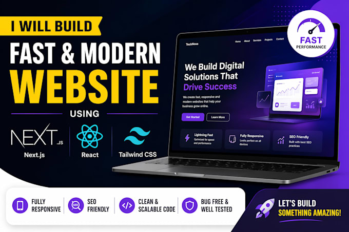 build a fast modern website using next js, react, laravel or node js