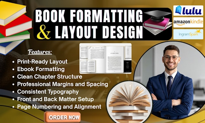Do book formatting, layout interior design, book editing for ebook and ...