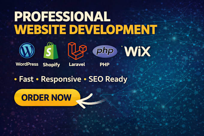 develop wordpress, PHP, joomla, wix, shopify, laravel and javascript websites