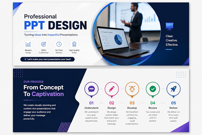 create modern and professional powerpoint presentation slides