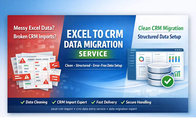 excel to crm data migration data entry clean import bulk data formatting service