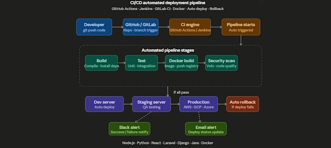 set up ci cd pipeline using github actions, jenkins or gitlab
