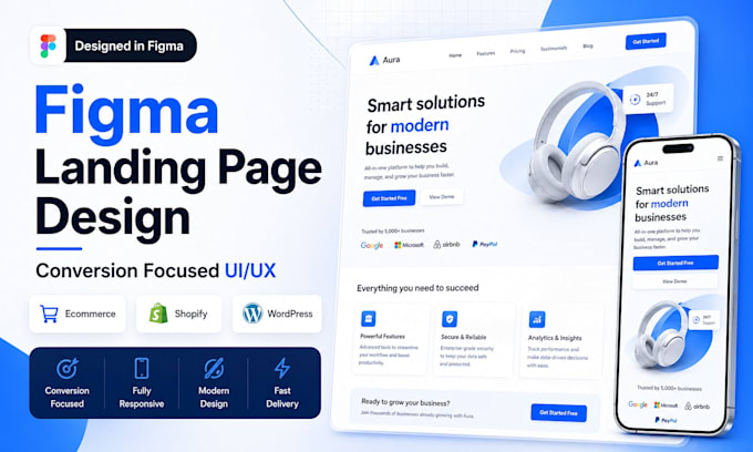 do landing page design in figma, ui ux design, web design