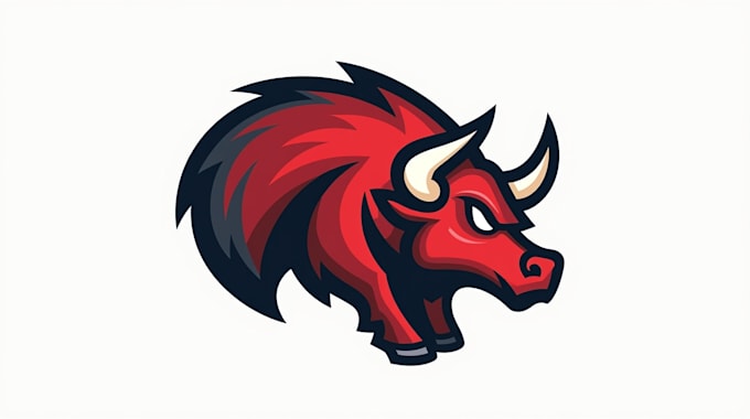 do powerful bull head mascot flat logo design 1 day
