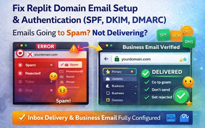 fix replit email setup domain email auth spf dkim dmarc business email configure