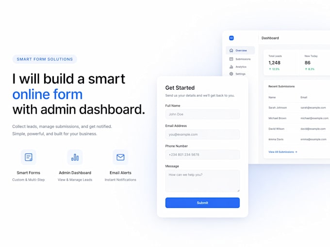 build a smart online form with admin dashboard and email notifications