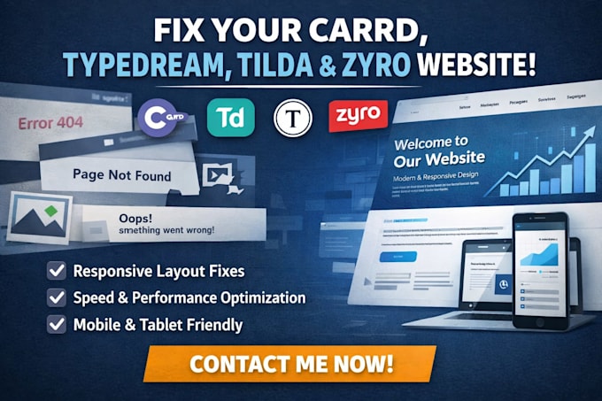 fix layout responsive and performance issues carrd typedream tilda zyro website