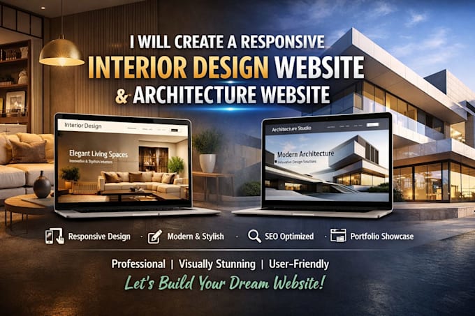 create a responsive interior design website, architecture website