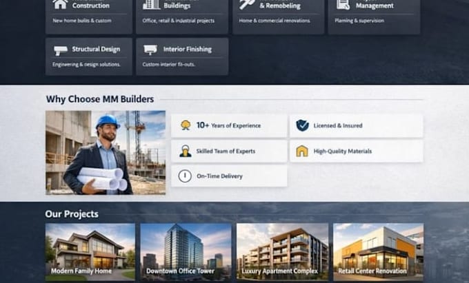 architecture website design for construction and interior design firms