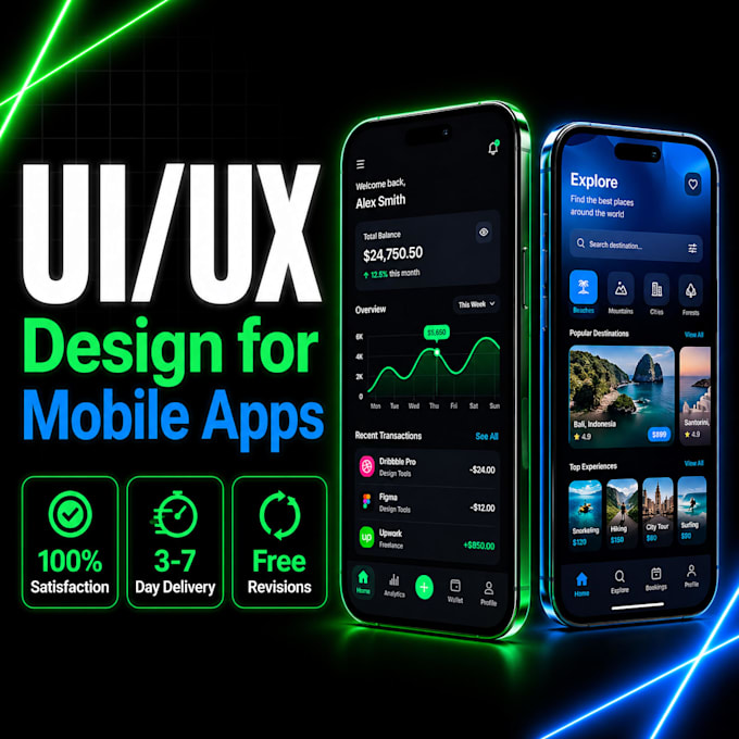 design mobile app UI UX for ios and android