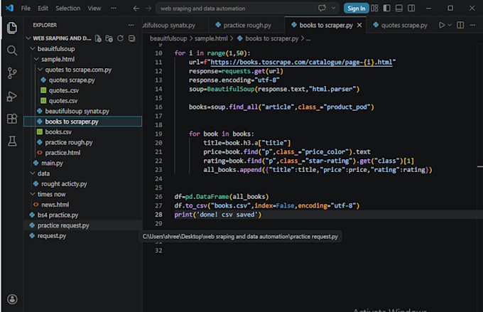 scrape any websites data and deliver clean CSV using python beautifulsoup