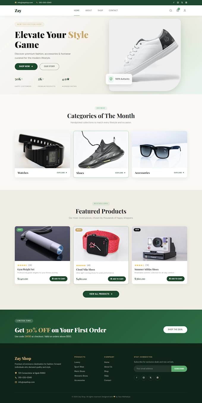create landing page, custom website page and fix bugs