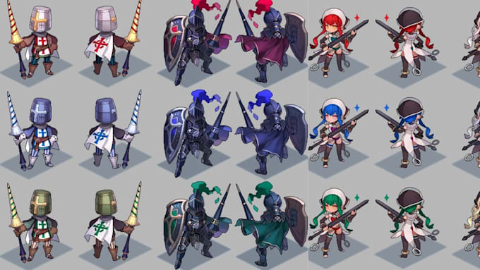 create pixel art character sprite animation, topdown isometric pixel character