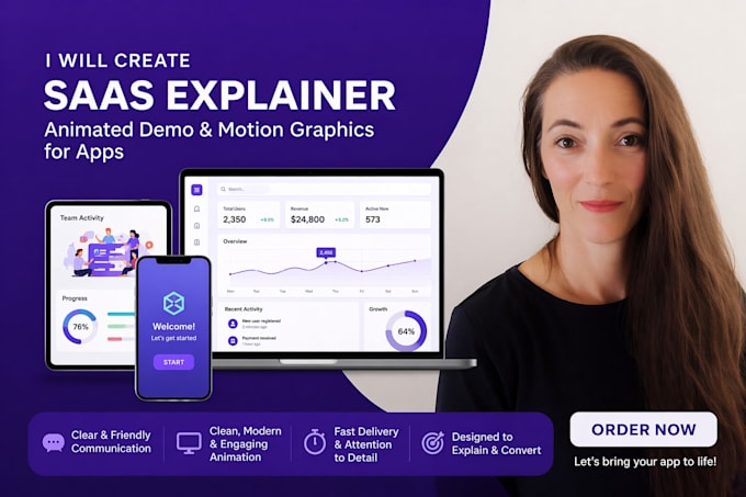 create sass explainer video, animated demo video and motion graphic for apps