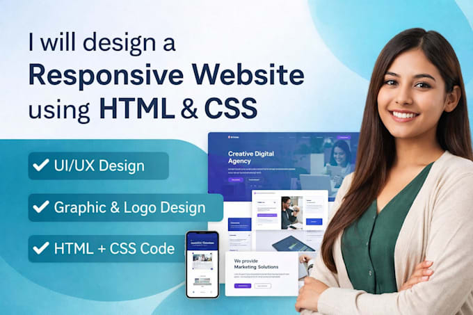 Design a responsive website using html and css by Stu_ti5 | Fiverr