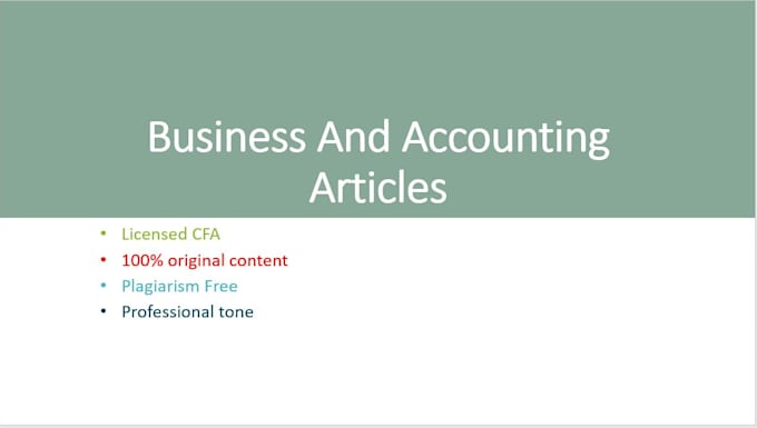 write an article on business and accounting