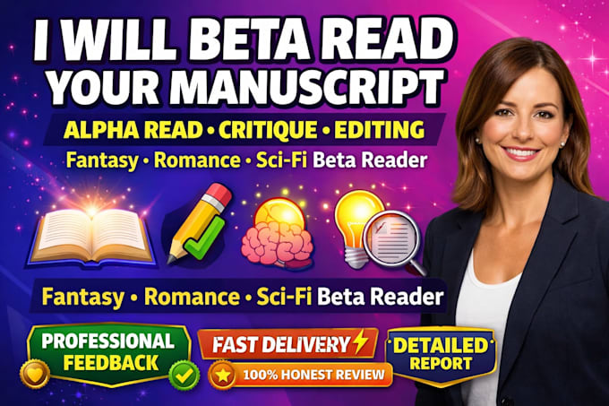 beta read alpha read, critique manuscript, fantasy romance sci fi beta reader