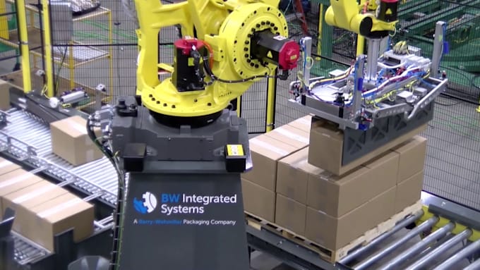 do 3d robotic automation and industrial packaging animation for factory system
