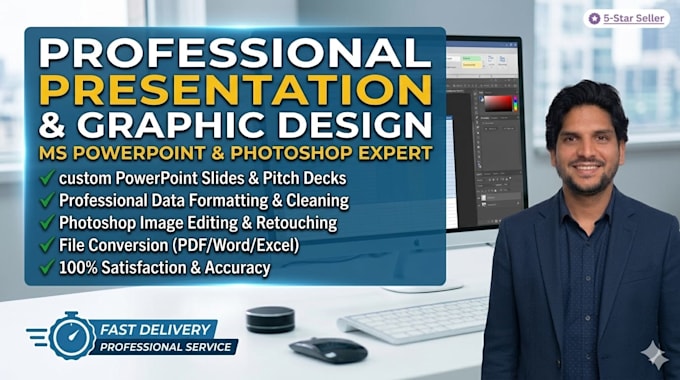 do expert data entry, powerpoint presentation and photoshop editing