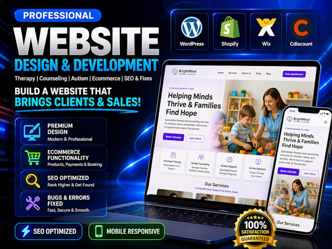 build wordpress therapy consoling autism website ecommerce seo development fixes