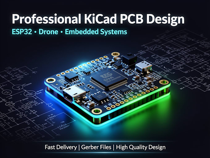 design professional kicad pcb for esp32, drone and embedded electronics