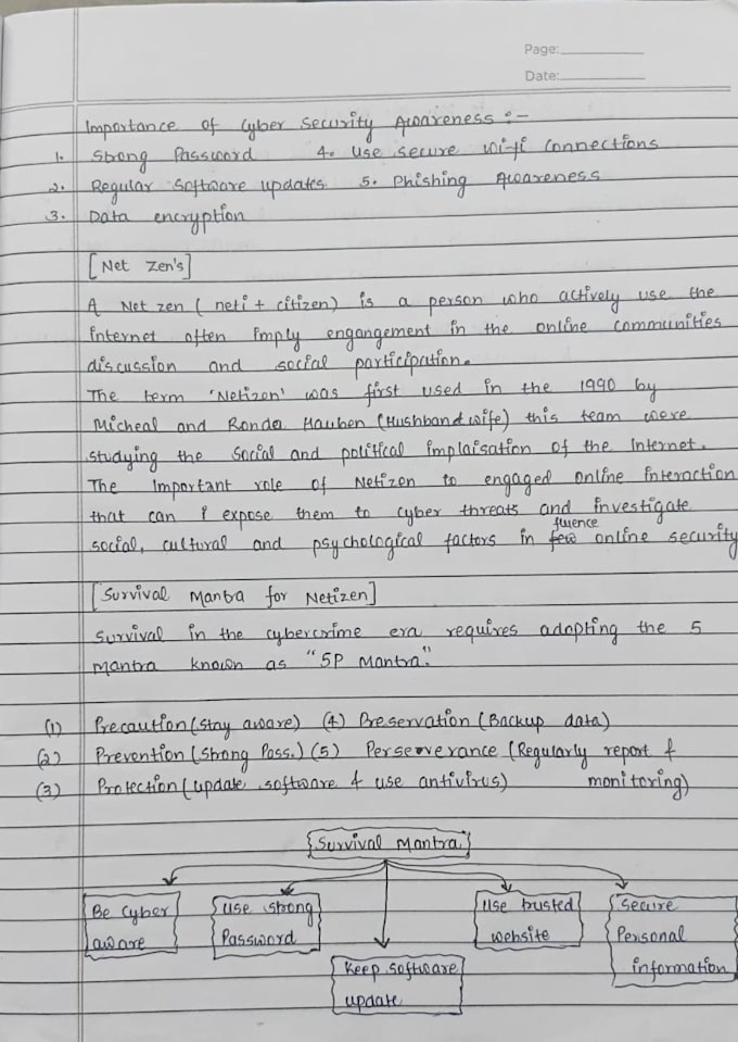 writing hand written notes and assignment
