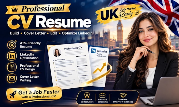 write professional resume CV build cover letter edit optimize linkedin design uk
