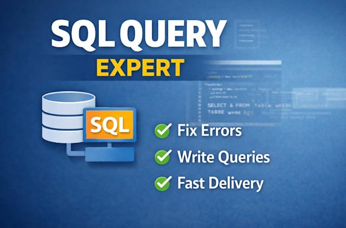 write sql queries, fix errors and help in database tasks