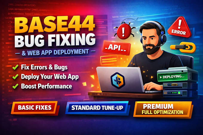 setup base44 webapp base44 bug fixing base44 website expert