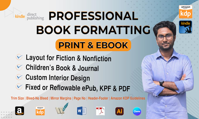do book formatting for amazon KDP, book publishing and book promotion