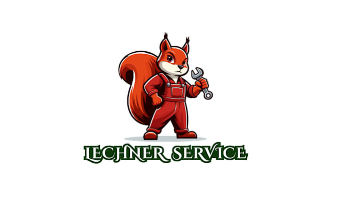 design red service squirrel mascot protagonist character logo